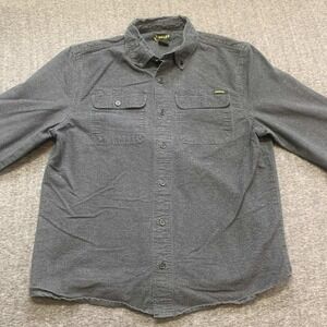 Stanley Long Sleeve Button Front Flannel Shirt Mens Large Gray Warm Workwear